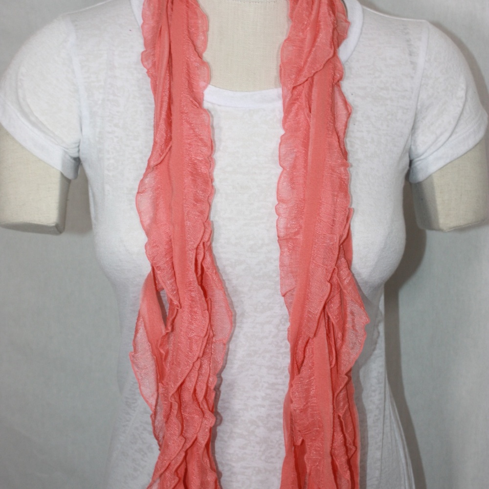 Orange Solid & Patterned Flutter Scarf Accessory - Picture 6 of 8